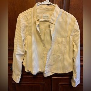 American Eagle Yellow Pinstripe Button Down Shirt